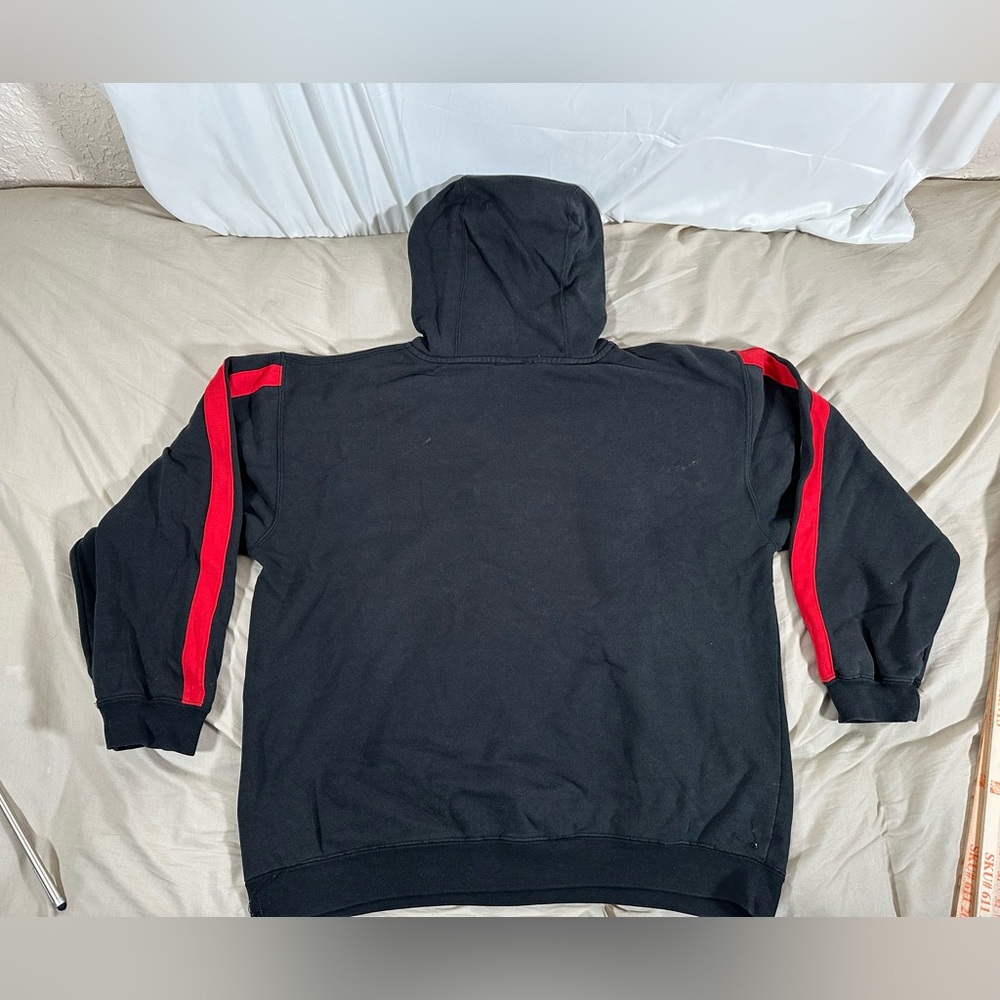 00’s Orange County Choppers Vintage Distressed Hoodie Medium Red Arm Stripes - Picture 8 of 15